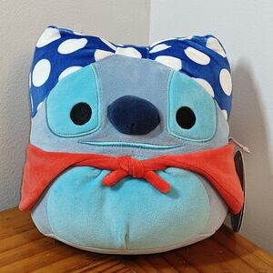 Stitch Squishmallows Blue and Red Mini Stuffed Animal Pillow